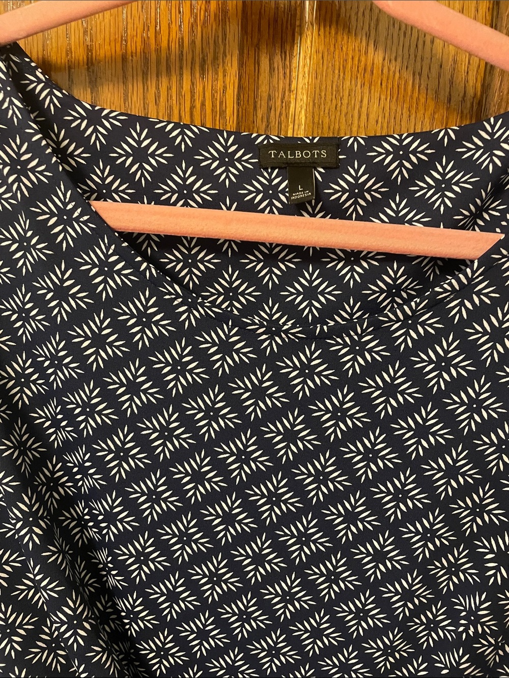 Talbots Navy and White Geometric Midi Skirt